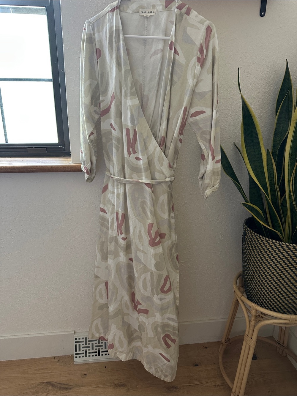 Sandwashed Wrap Maxi Dress with Abstract Blush Print